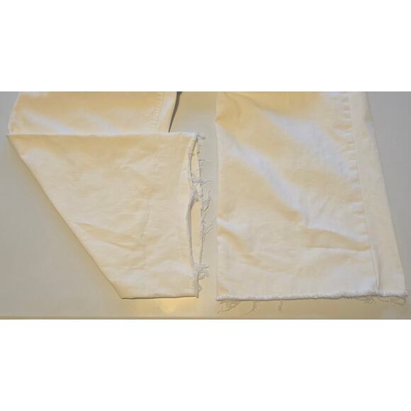 Oat Wide Leg Jeans Womens Size 10/30 White Raw Hem High Rise Stretch Clean Girl - Picture 10 of 12